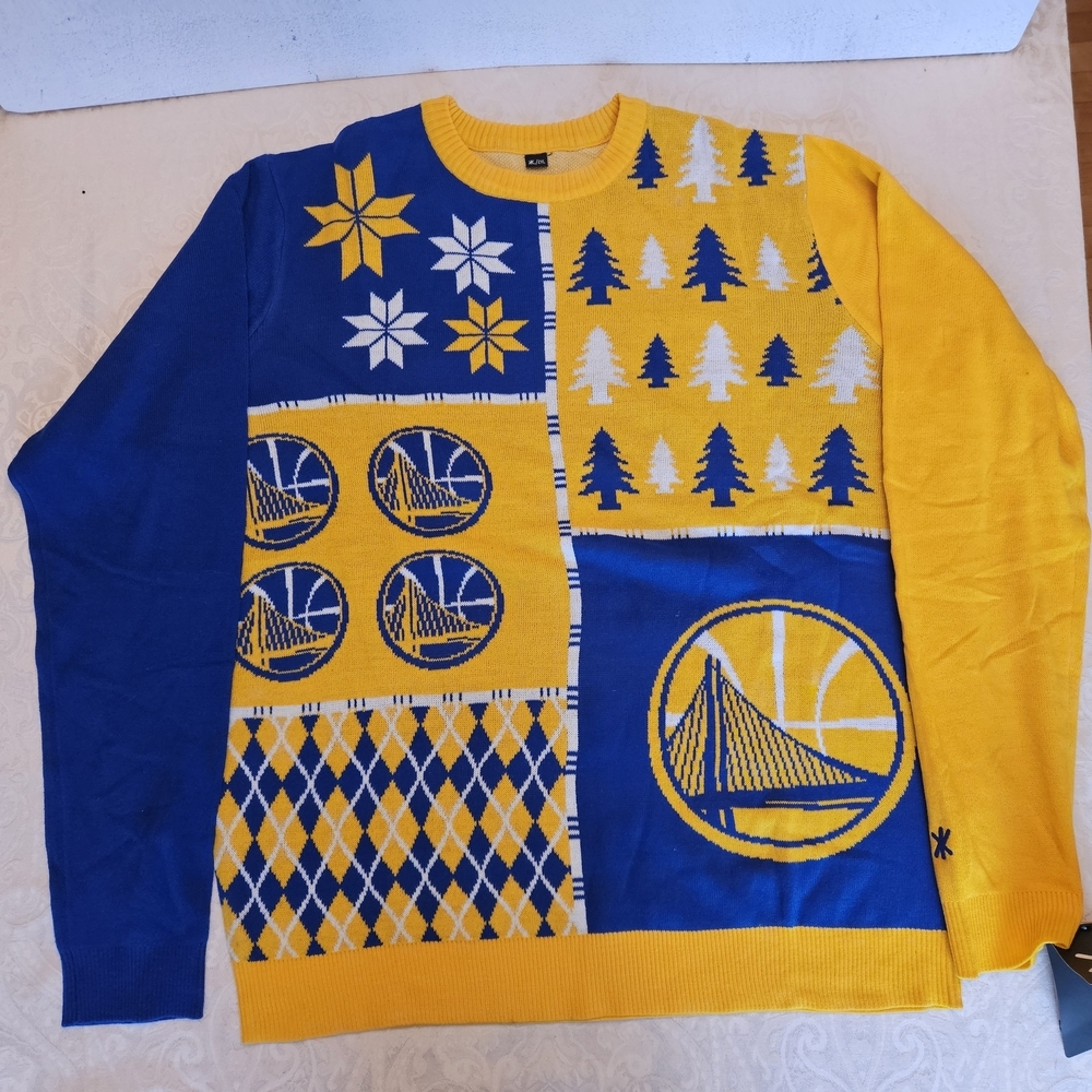 Golden State Warriors UGLY Sweater Officially Licensed NBA, 2XL NWT *See Note*